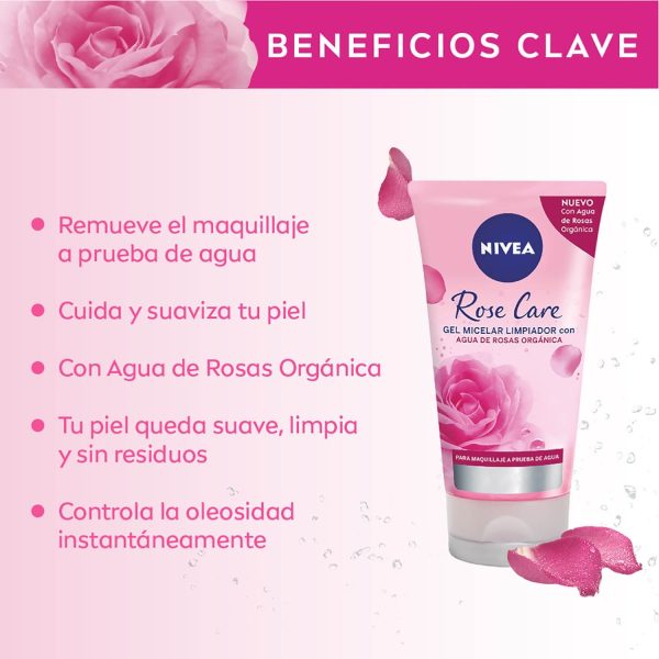 Nivea Gel Limpiador Facial Micelar Rose Care Para Todo Tipo de Piel 150 ml