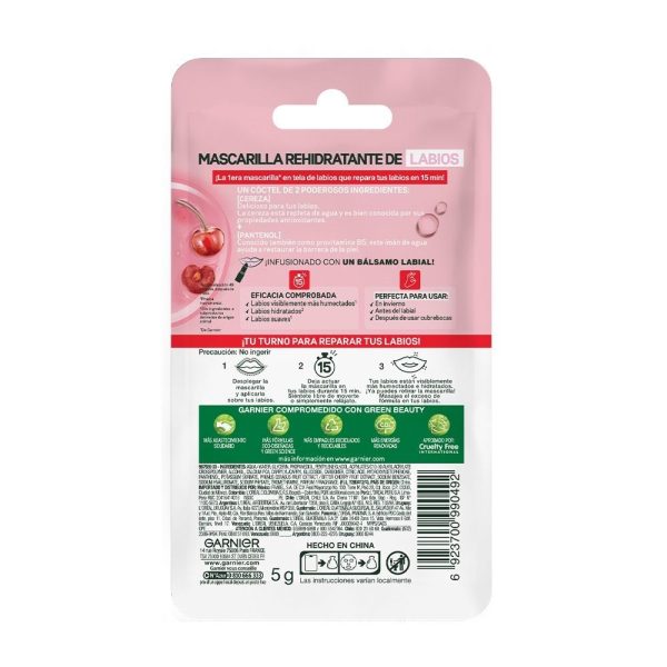 Garnier Mascarilla en Tela Para Labios Hidratante de Cereza