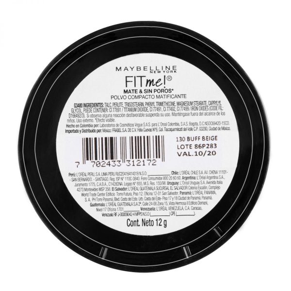 Maybelline Polvo Compacto Matificante Fit Me 12 gr 130 beige Buff