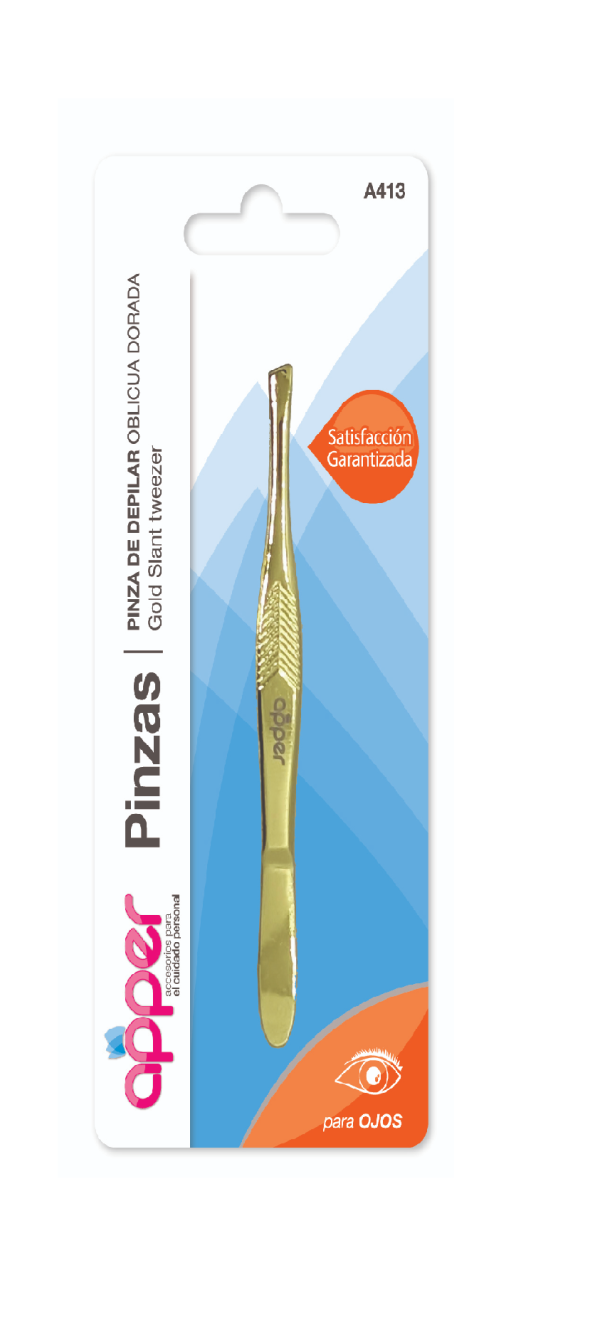 APPER PINZA DE DEPILAR DORADA OBLICUA (A413) X 1